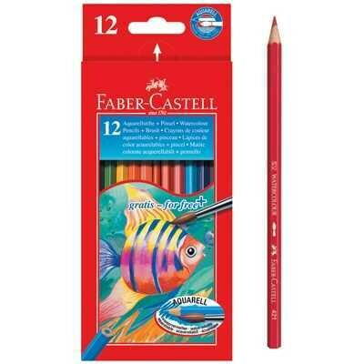 FABER CASTELL Matite Colorate Acquarellabili + Pennello 12pz