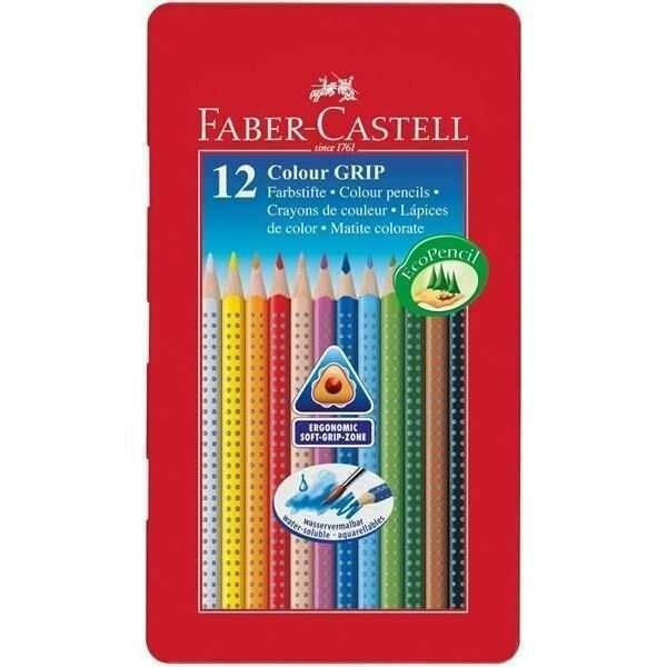FABER CASTELL Pastelli Colour Grip 12 Unt Astuccio Metallo