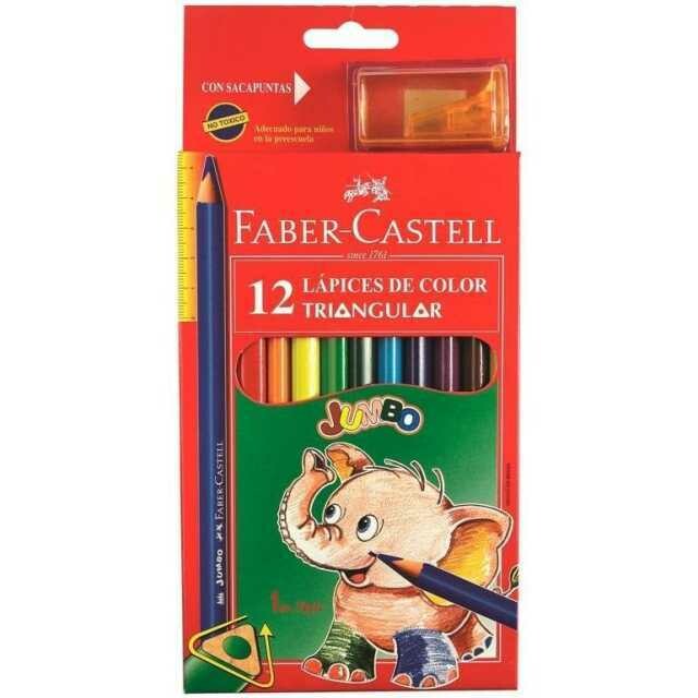 FABER CASTELL Pastelli Colorati Jumbo 12pz +Temperino