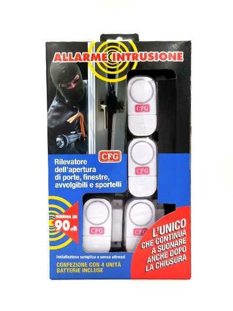 LUCE QUADRA Allarme Sonoro Intrusione 4 Unità con Batterie x1pz