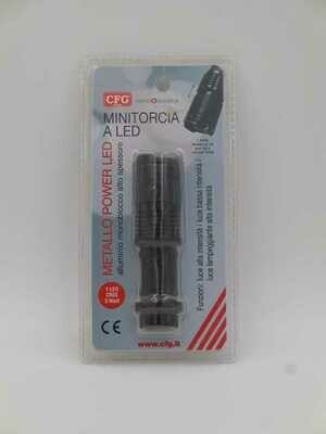 POWER LED Torcia Alluminio 1 LED con Zoom Intensità Blister x1pz