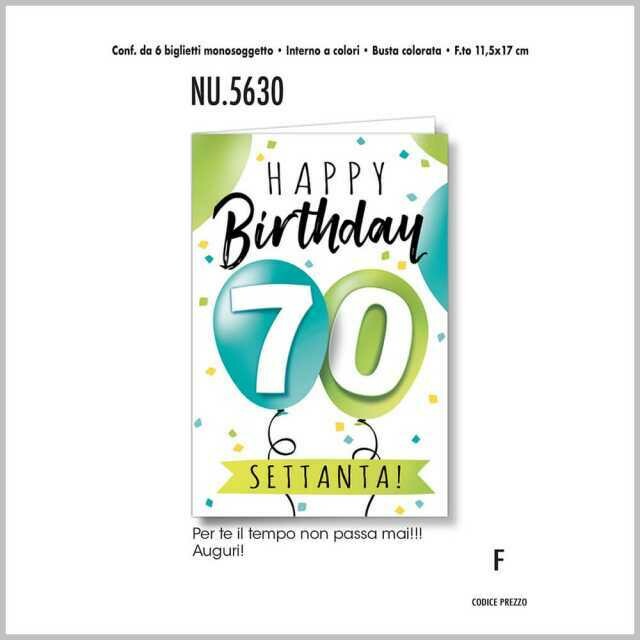 Biglietti Augurali Compleanno 70 ANNI 6Unt