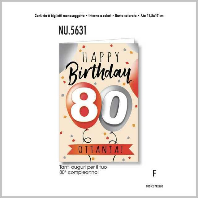 Biglietti Augurali Compleanno 80 ANNI 6Unt