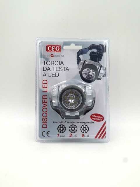 DISCOVER LED Torcia da Testa 9 LED Blister x1pz