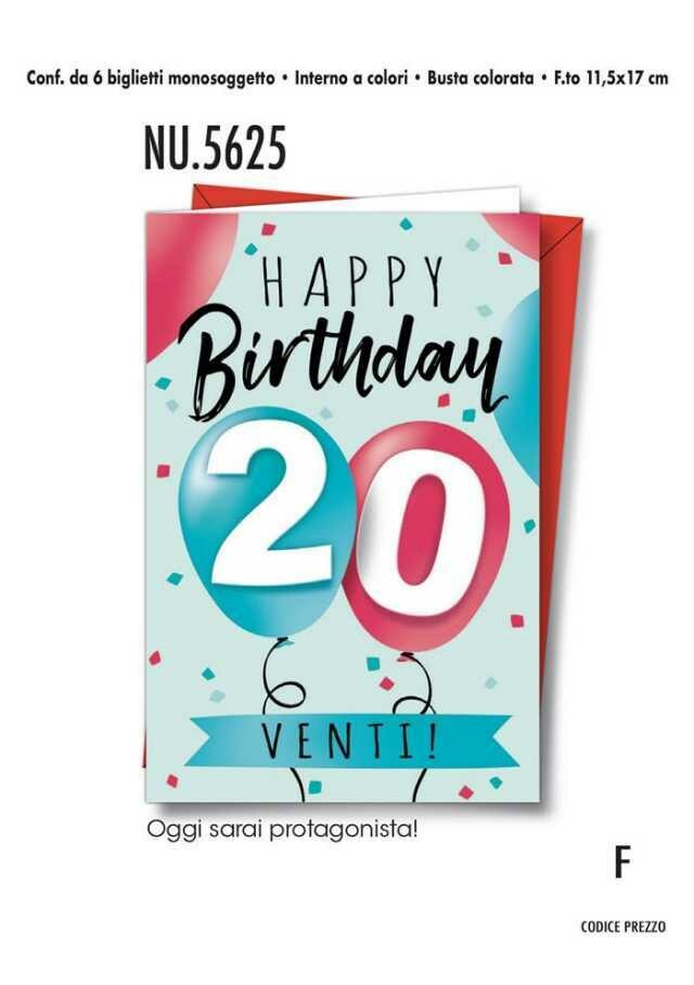 Biglietti Augurali Compleanno 20 ANNI 6Unt