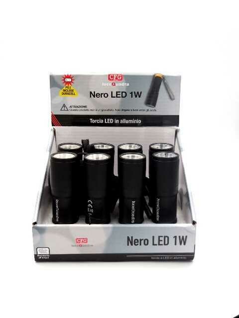 LUCE QUADRA Torcia in Alluminio NERO LED 1W blx1pz