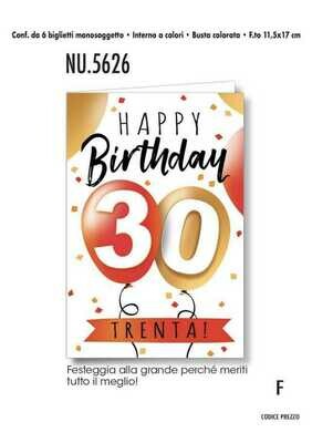 Biglietti Augurali Compleanno 30 ANNI 6Unt