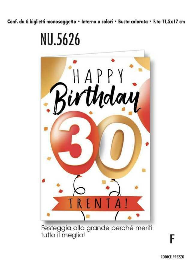 Biglietti Augurali Compleanno 30 ANNI 6Unt