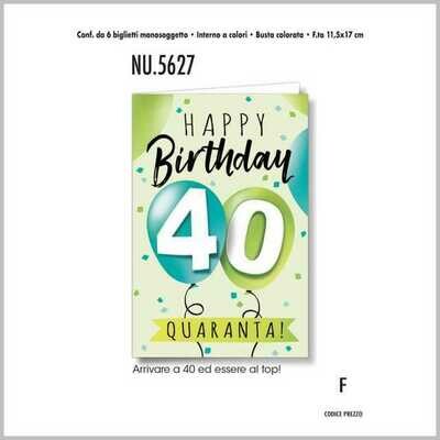 Biglietti Augurali Compleanno 40 ANNI 6Unt