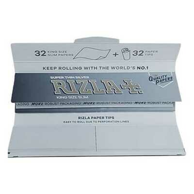RIZLA Cartina Lunga KS Slim SILVER + Tips scx24pz