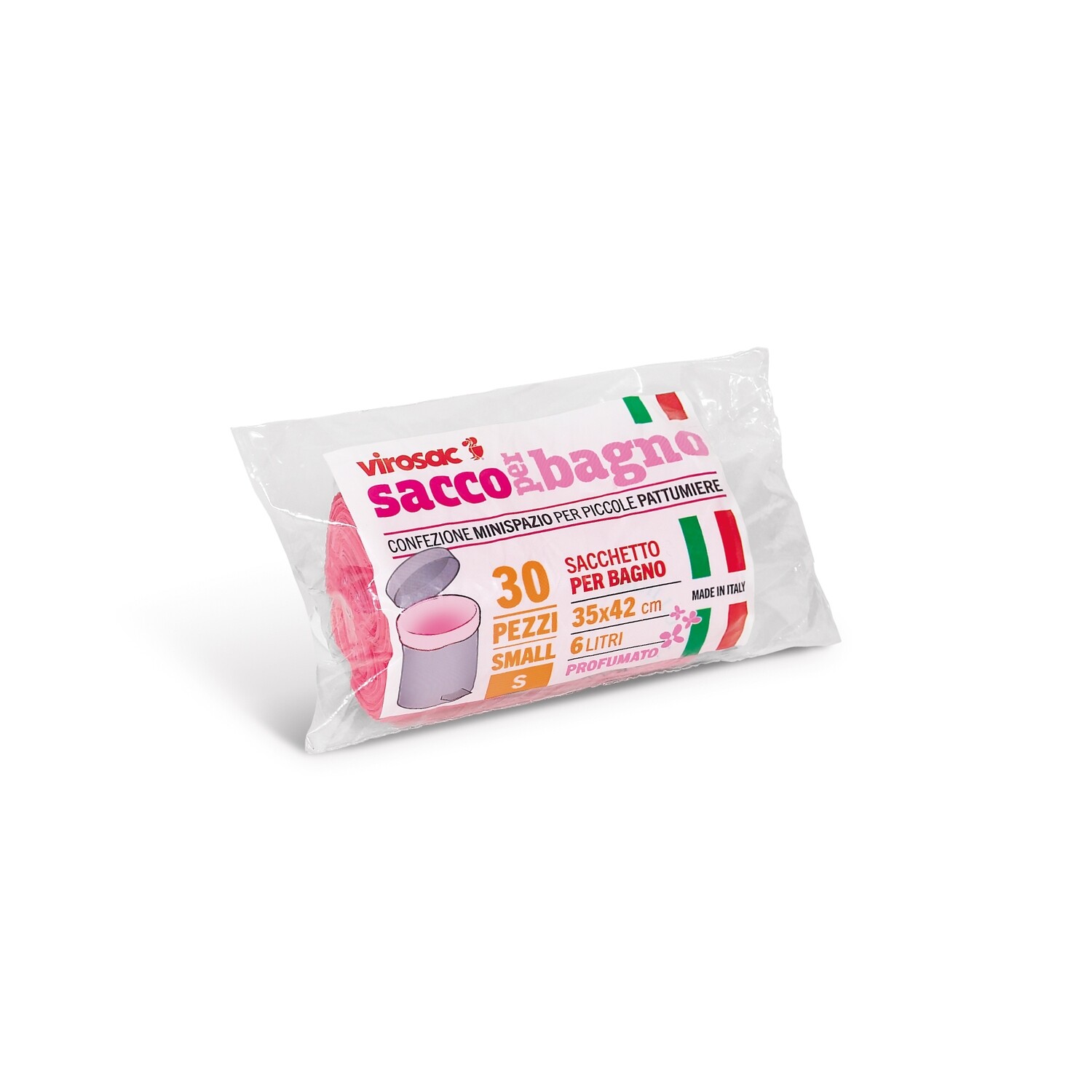 VIROSAC Sacchi Bagno Rosa 35x42cm 30 Sacchi Profumati
