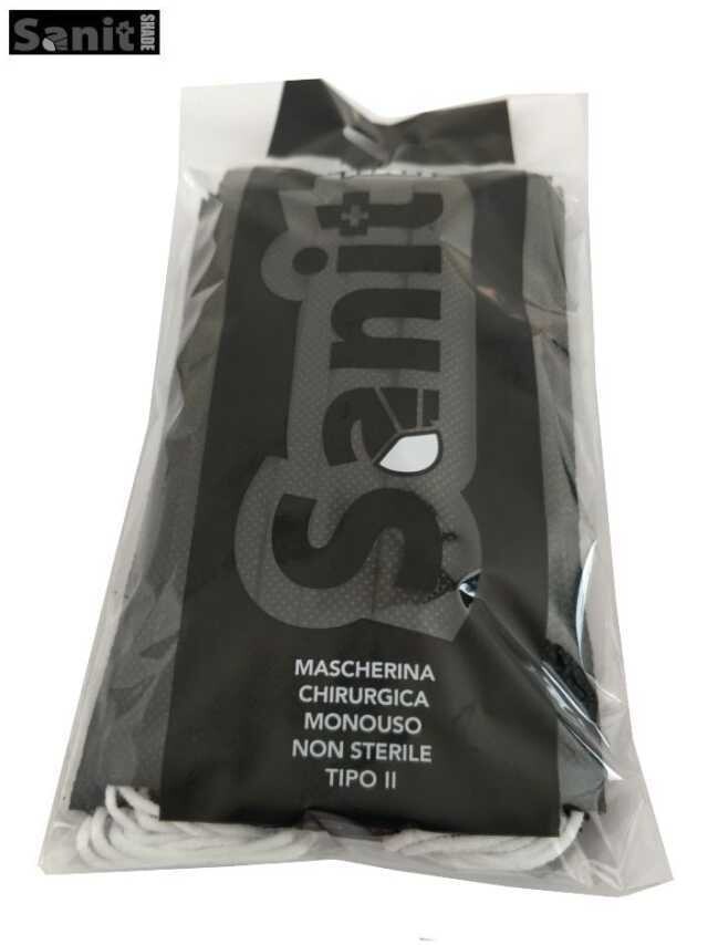 MASCHERINE CHIRURGICHE Nero IMBUSTATE da 10pz COPRIVISO scx50pz