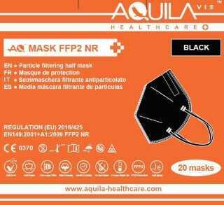 MASCHERINE FFP2 COLORE AQUILA NERO CE 0370 x20pz (blister da 1pz)