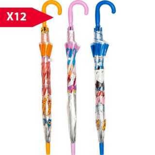OMBRELLO Bimbi Automatico Asta Fibra Pongee Trasparente x1pz
