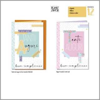Biglietti Augurali Compleanno Washi Tape con Rilievi 12Unt