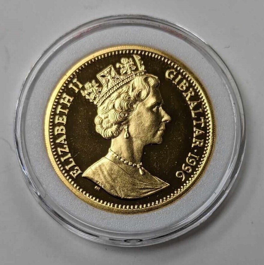 1996 Gibraltar One Royal 1oz .999 Fine Gold Coin - Bulldog