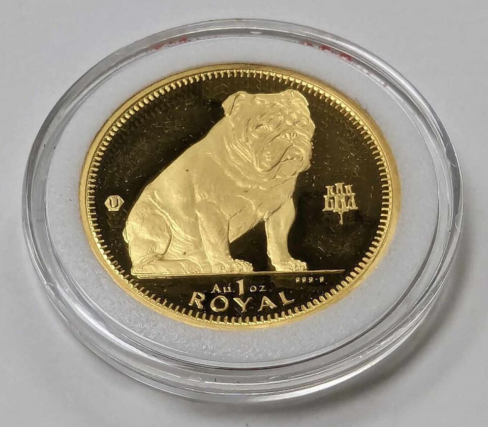 1996 Gibraltar One Royal 1oz .999 Fine Gold Coin - Bulldog