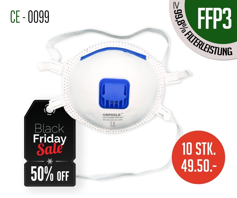 Atemschutzmasken FFP3 mit Ventil 10er Packung Atemschutzmasken FFP3 mit Ventil 10er Packung
