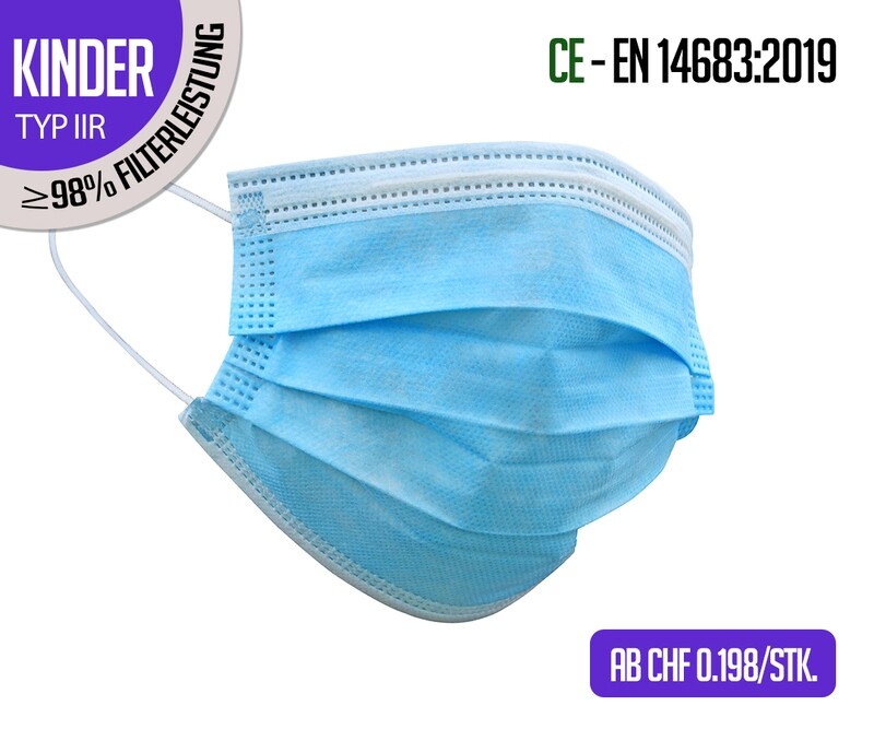 Kinder - TYP IIR Atemschutzmasken 50er Packung Kinder - TYP IIR Atemschutzmasken 50er Packung
