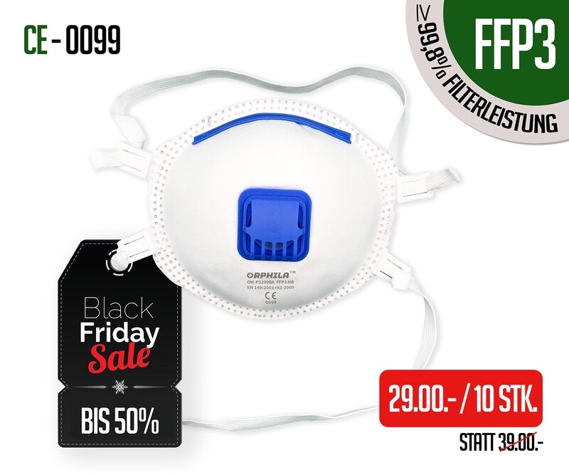 Atemschutzmasken FFP3 mit Ventil 10er Packung Atemschutzmasken FFP3 mit Ventil 10er Packung