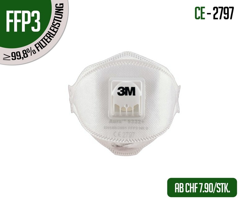 Atemschutzmasken 3M FFP3 Aura 9332+ mit Ventil 10er Packung