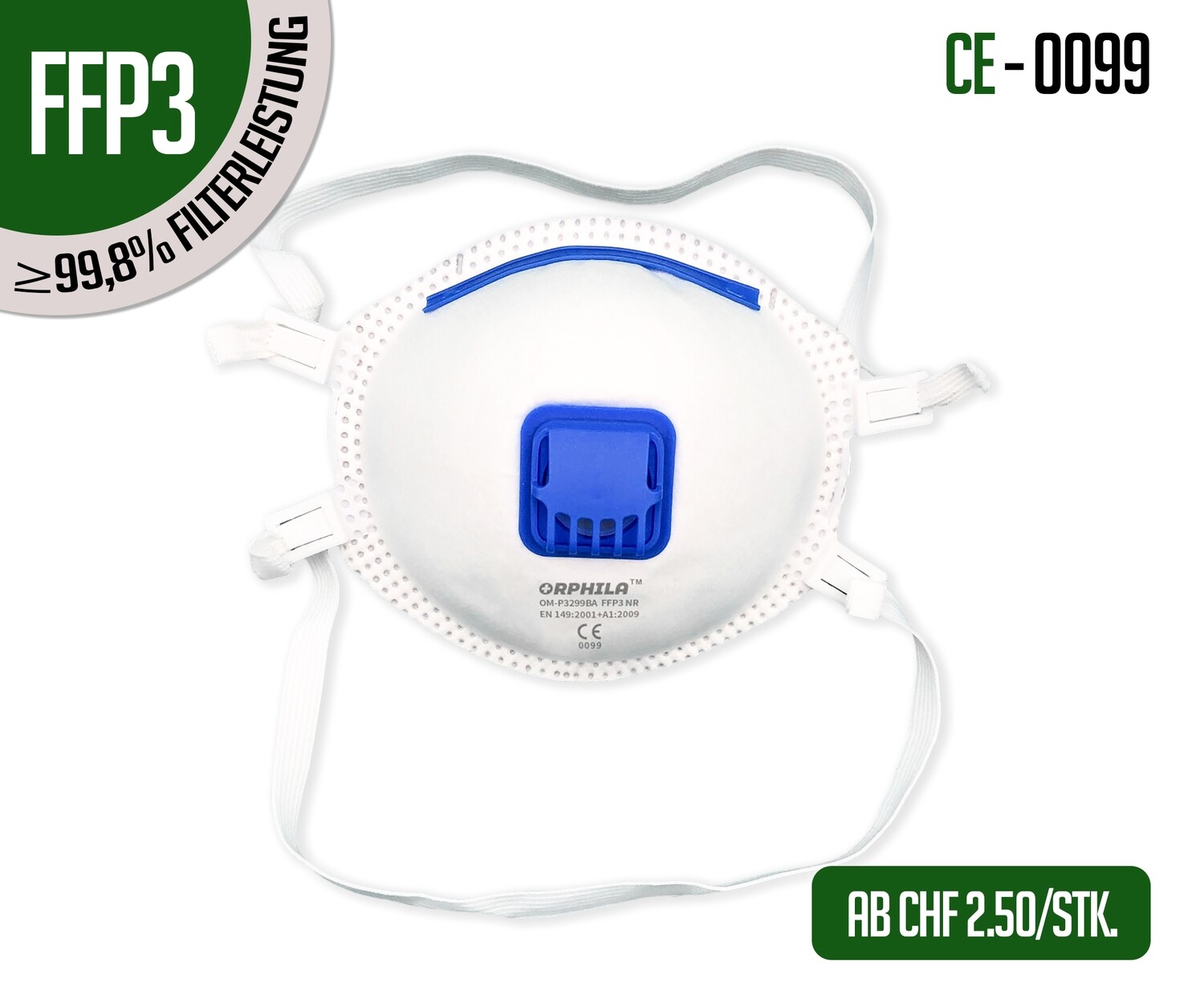 Respirateurs FFP3 avec valve - paquet de 10