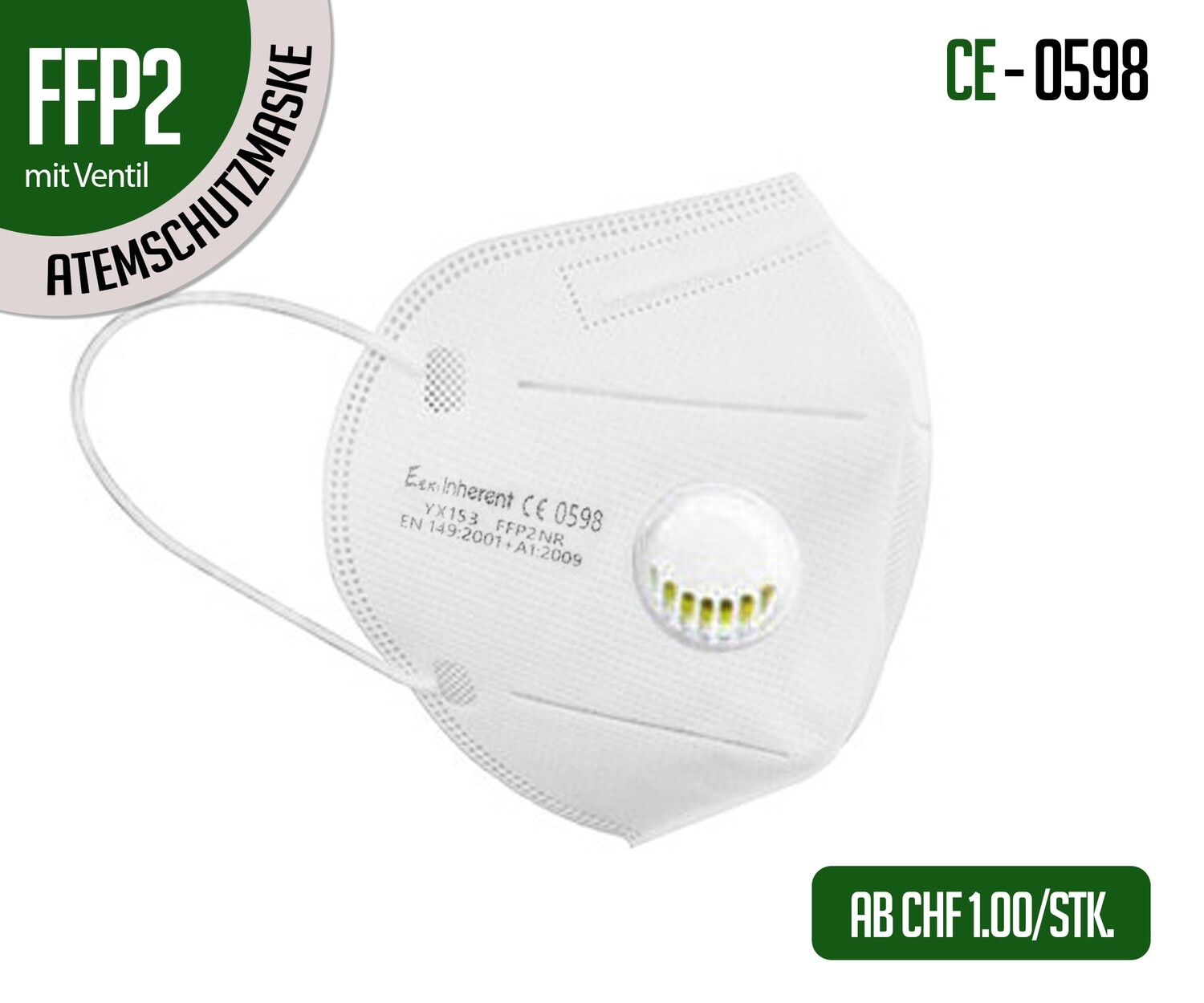Mascherina respiratoria di protezione FFP2 con valvola - confezione da 10 pz.