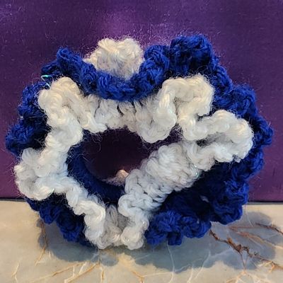 Winter Blue Crochet Hair Scrunchies