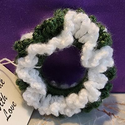 Winter Green Crochet Hair Scrunchies