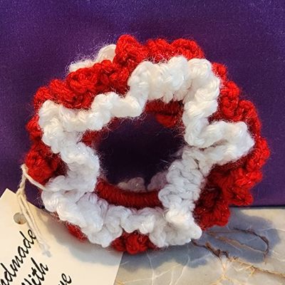 Winter Red Crochet Hair Scrunchies