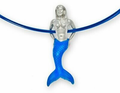 Mermaid Pendant, blue enamelled