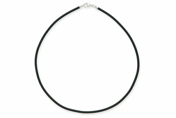 Rubber necklace 3 mm,  snap hook, silver 925