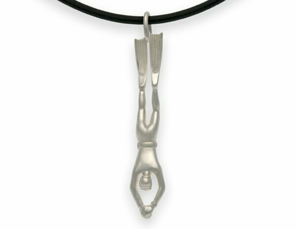Freediver Pendant Apnea diver pendant in solid 925 silver or 585 yellow gold, handcrafted, fully three-dimensional design, scuba collection