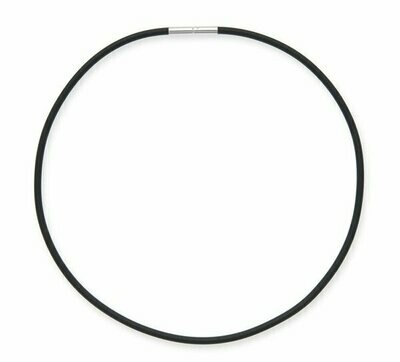 Rubber Necklace Bayonet (3 mm) Silver 925