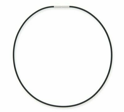 Rubber Necklace Bayonet (2 mm) Silver 925