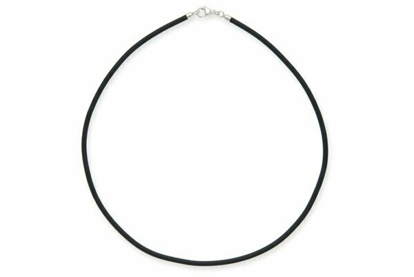 Rubber necklace 3 mm, snap hook, silver 925 Rubber necklace 3 mm, snap hook, silver 925