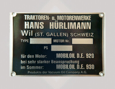 Metallschild "Motorenschild"