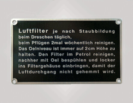 Metallschild &quot;Luftfilter&quot;