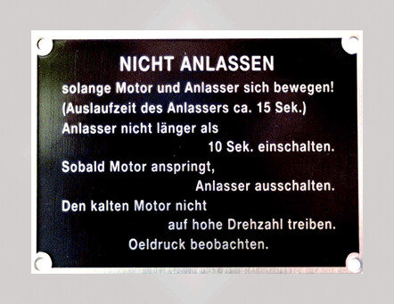 Metallschild &quot;Nicht Anlassen&quot;