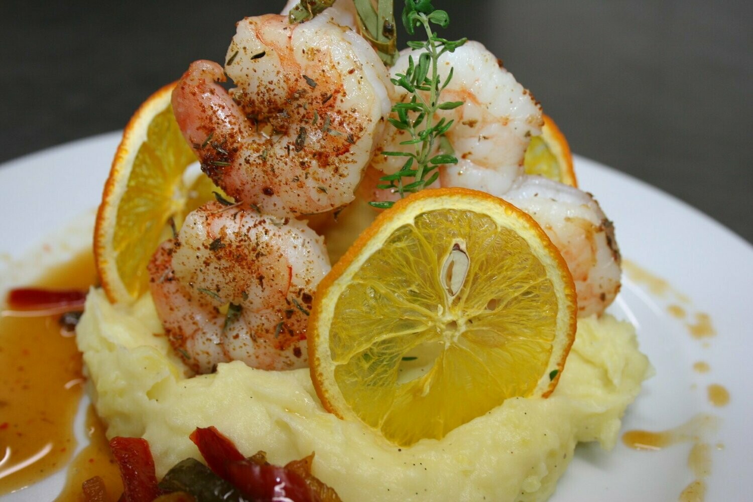 ​Brochettes de scampi et leur purée de pomme de terre à la vanille