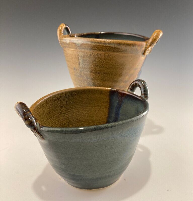 Bowl - Altered, handled dip, Khaki