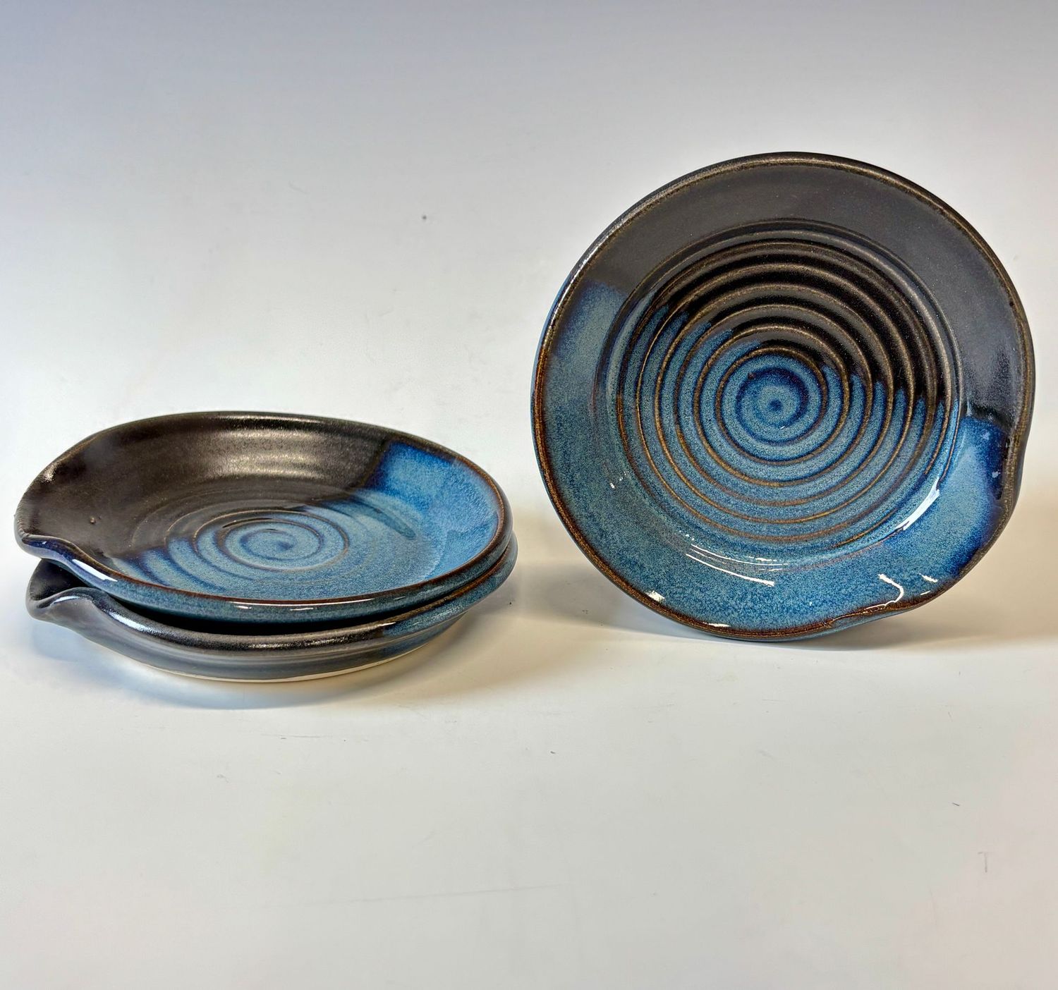 Spoon Rest - floating blue and tidal flats glaze combo