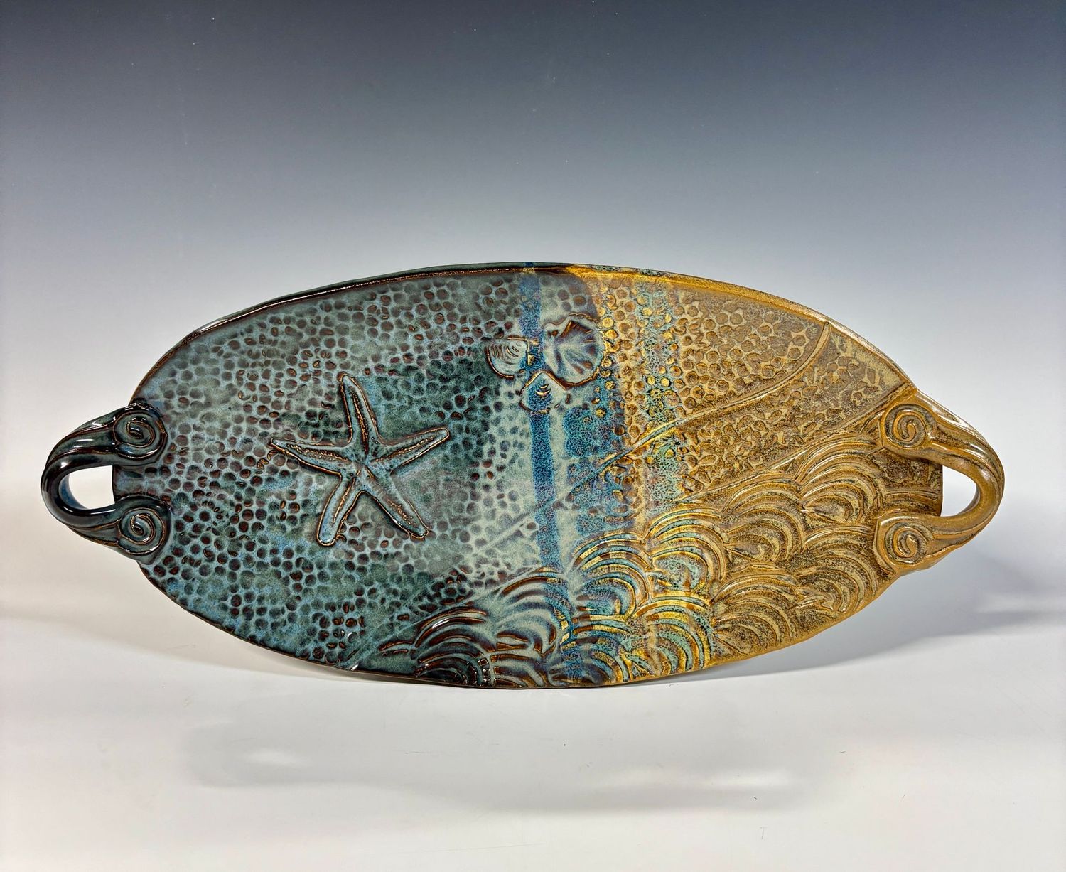 Serving Dish, Large Oblong - Starfish and Waves Serving Dish, Large Oblong - Starfish and Waves