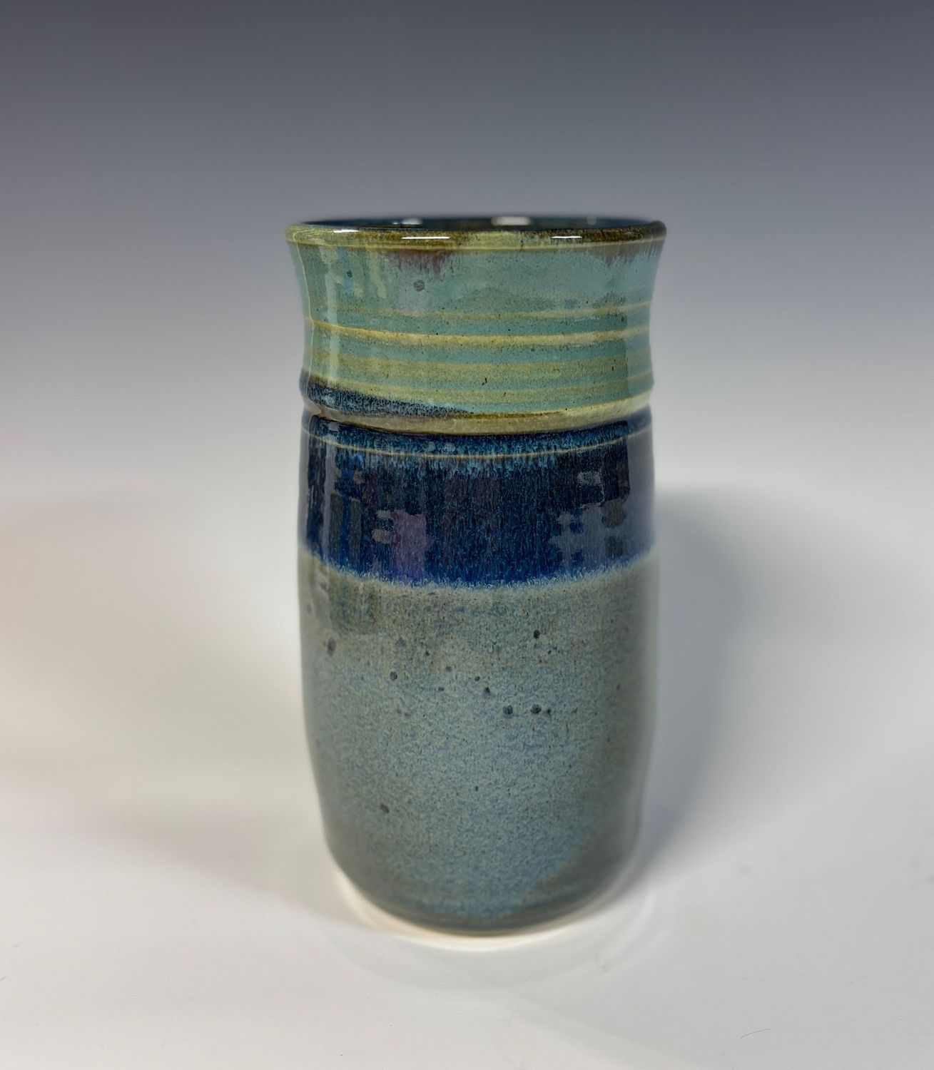Vase, Cylinder Green and Blue