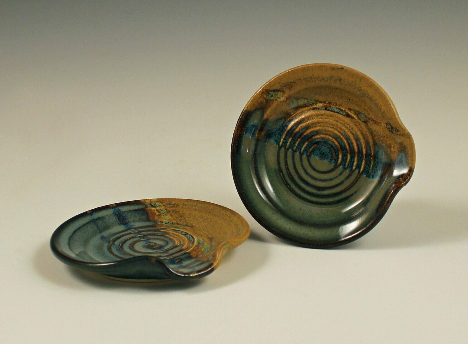 Spoon Rest -  Khaki/Floating Blue glaze