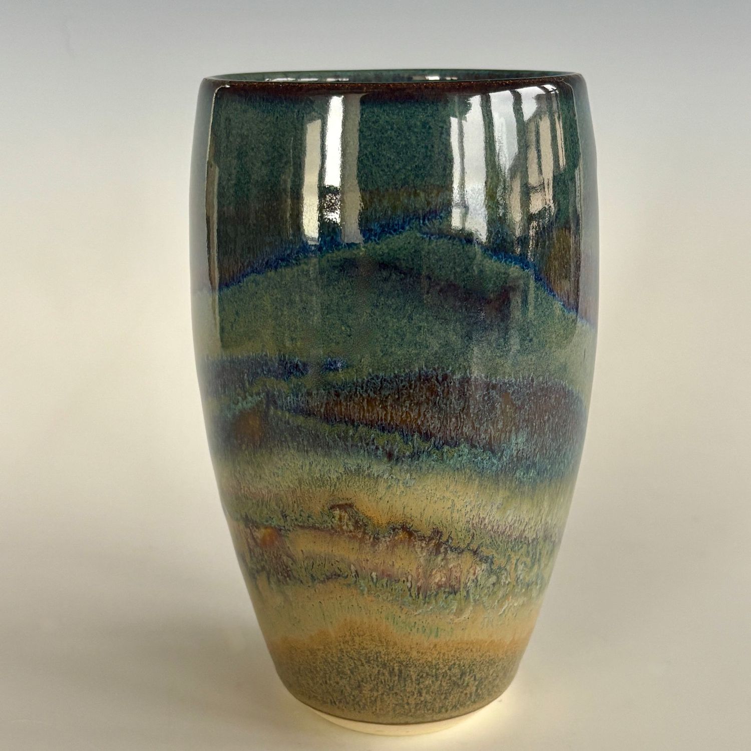 Vase - Medium, Gentle Curved Profile, Khaki