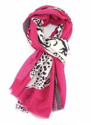 Fashion Scarf Tiger and Leopard fushia
