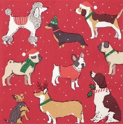 Christmas Napkins - Festive Dogs Christmas Napkins - Festive Dogs