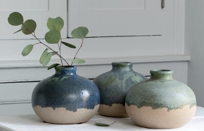 Grand Illusions Blue/Green Dipped Stem Vase