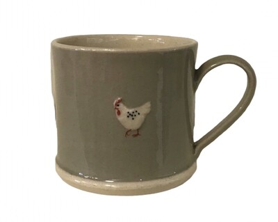 Jane Hogben Espresso Mug - Chicken on Grey
